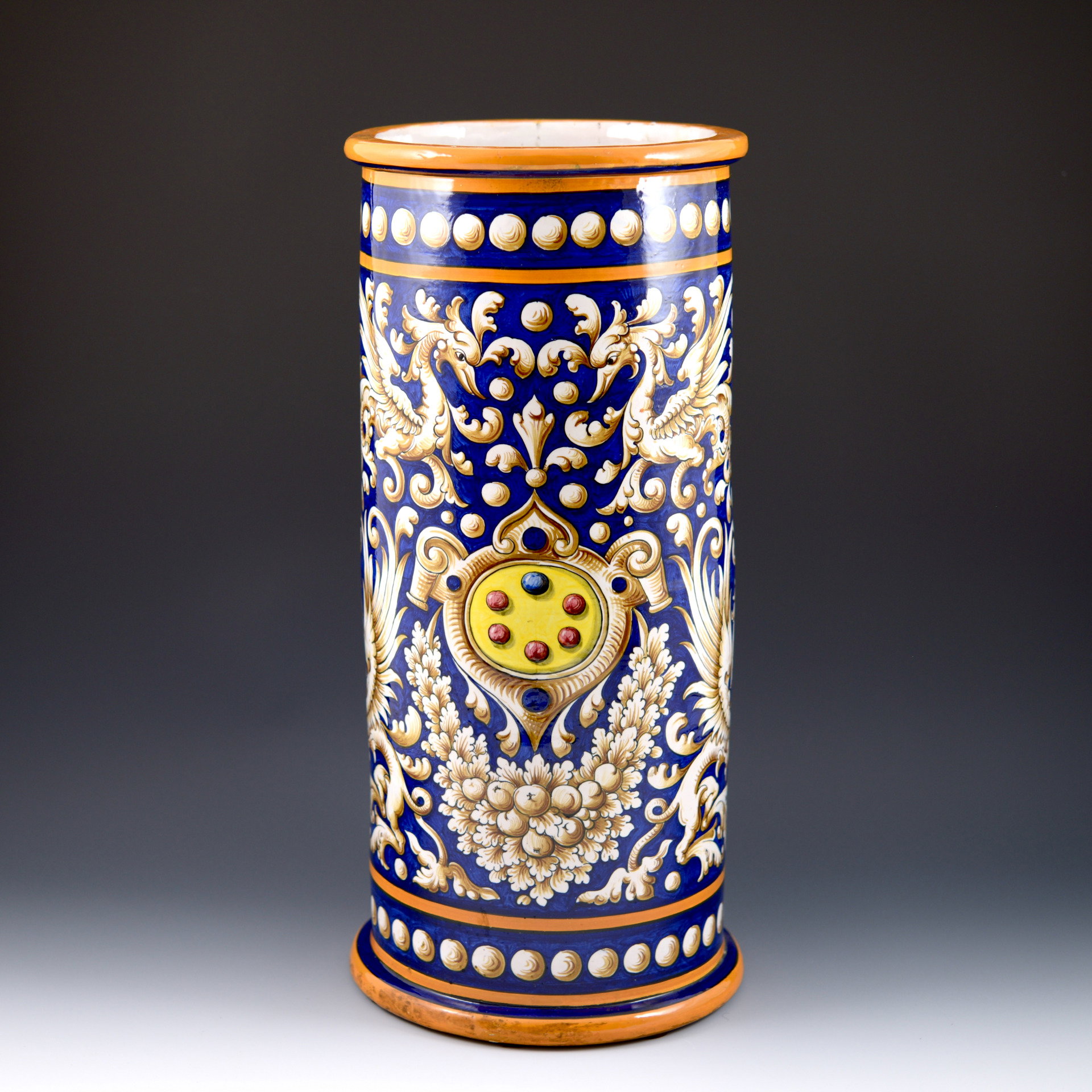 Large umbrella stand with grotesque decorations and Medici coat of arms